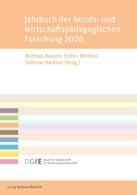 "Jahrbuch der berufs- und wirtschaftspädagogischen Forschung 2026" mit bunten horizontalen Streifen darunter.