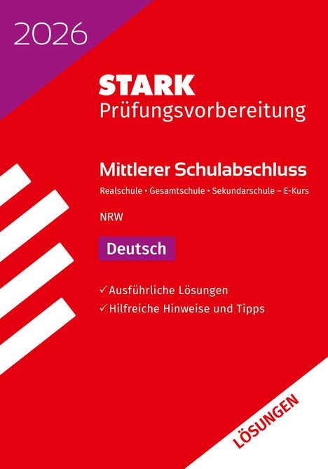 STARK Lösungen zu Deutsch E-Kurs - Mittlerer Schulabschluss (MSA) 2026 NRW - Prüfungsvorbereitung, Buch
