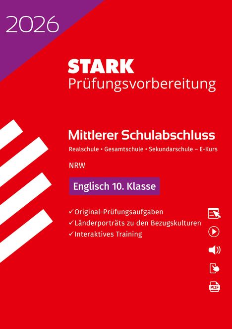 STARK Englisch E-Kurs - Mittlerer Schulabschluss (MSA) 2026 NRW - Prüfungsvorbereitung, 1 Buch und 1 Diverse