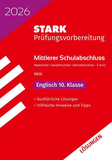 STARK Lösungen zu Englisch E-Kurs - Mittlerer Schulabschluss (MSA) 2026 NRW - Prüfungsvorbereitung, Buch