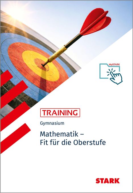 „TRAINING Gymnasium Mathematik – Fit für die Oberstufe“. Ein Pfeil trifft ins Zentrum einer Zielscheibe.