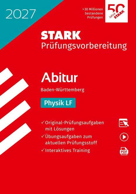 2027 STARK Prüfungsvorbereitung Abitur Baden-Württemberg Physik LF. Rotes Cover mit Checklisten und Symbolen.