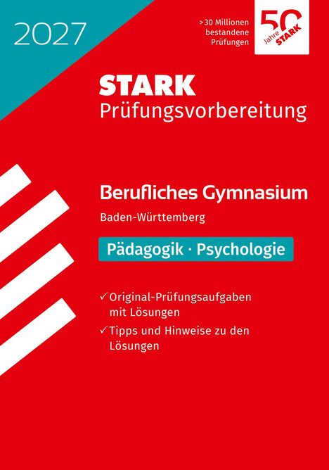 STARK Prüfungsvorbereitung 2027, Berufliches Gymnasium, Pädagogik und Psychologie, Baden-Württemberg. Rote Gestaltung.