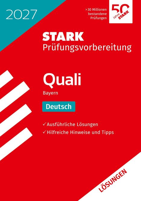 „2027“, „STARK Prüfungsvorbereitung“, „Quali“, „Bayern“, „Deutsch“, auf rotem Hintergrund mit modernem Design.