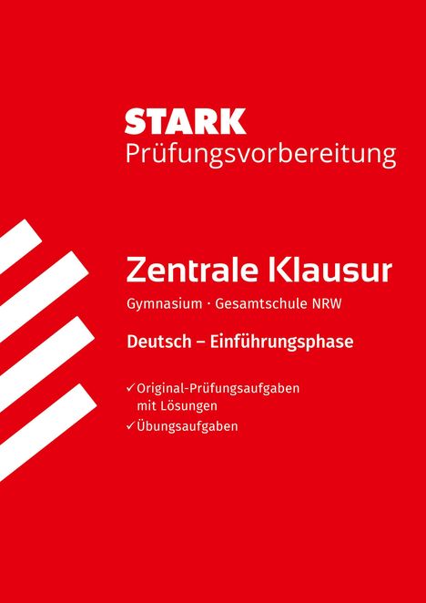 „STARK Prüfungsvorbereitung“, Zentrale Klausur, Deutsch. Rotes Cover mit diagonal weißen Linien links.