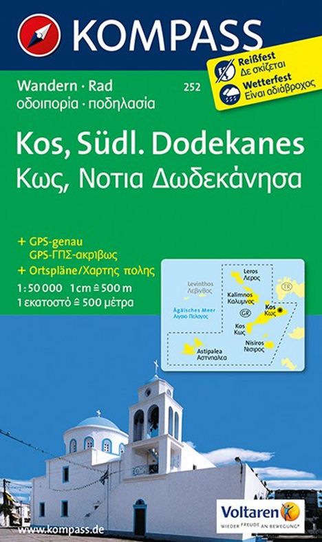 KOMPASS Wanderkarte 252 Kos - Südlicher Dodekanes 1:50.000, Karten