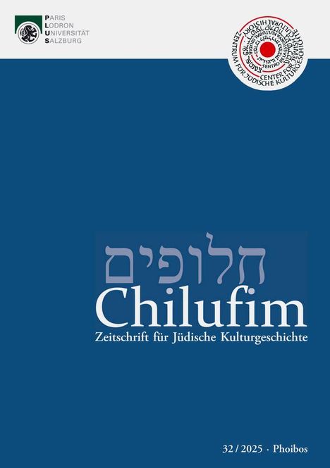 "Chilufim: Zeitschrift für Jüdische Kulturgeschichte" in weißer Schrift auf blauem Hintergrund, Logo der Universität Salzburg oben links.