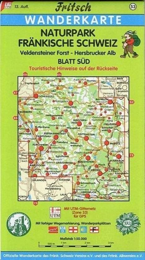 Naturpark Fränkische Schweiz Süd 1 : 50 000. Fritsch Wanderkarte, Karten