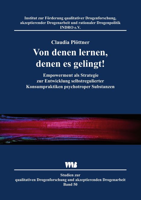 Ein Buchcover mit blauem Hintergrund. Titel: "Von denen lernen, denen es gelingt!" Autorin: Claudia Plöttner. Unten ein rotes Pinselstrich-Design.