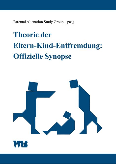 "Theorie der Eltern-Kind-Entfremdung: Offizielle Synopse" in blauer Schrift, stilisierte Figuren.