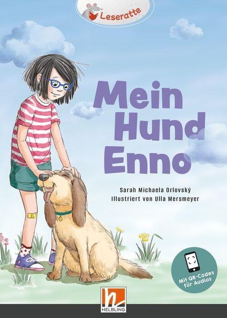 Oben steht „Leseratte“. Titel: „Mein Hund Enno“. Autoren: Sarah Michaela Orlovsky, Ulla Mersmeyer. Kind mit Hund.