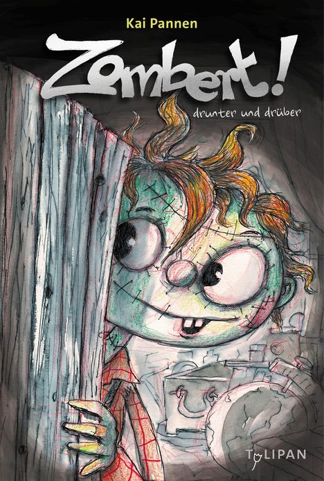 "Zombert! drunter und drüber" von Kai Pannen. Ein Comic-ähnlicher Junge schaut neugierig hinter einem Vorhang hervor.