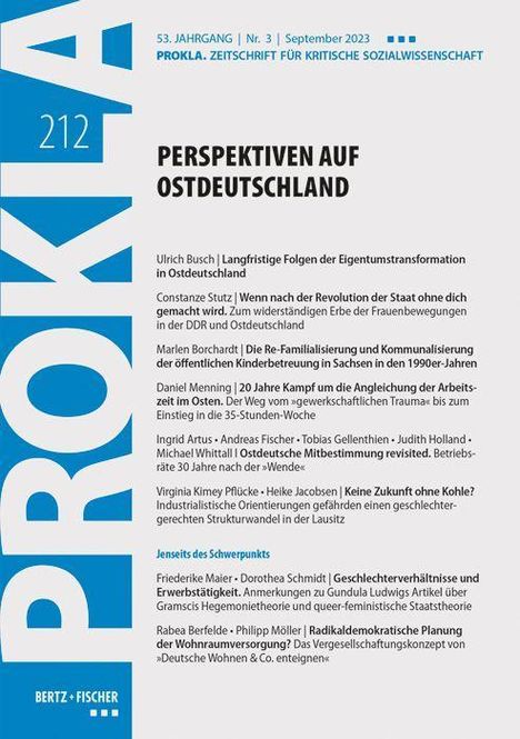 Prokla 212: Perspektiven auf Ostdeutschland, Buch