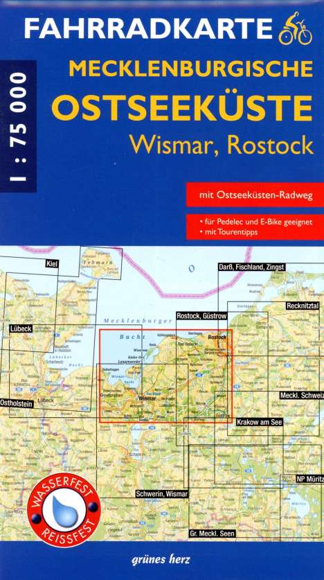 Fahrradkarte Mecklenburgische Ostseeküste Wismar, Rostock, Karten