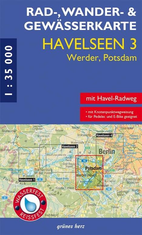 Rad-, Wander- und Gewässerkarte Havelseen 3 Werder/Potsdam 1:35 000, Karten