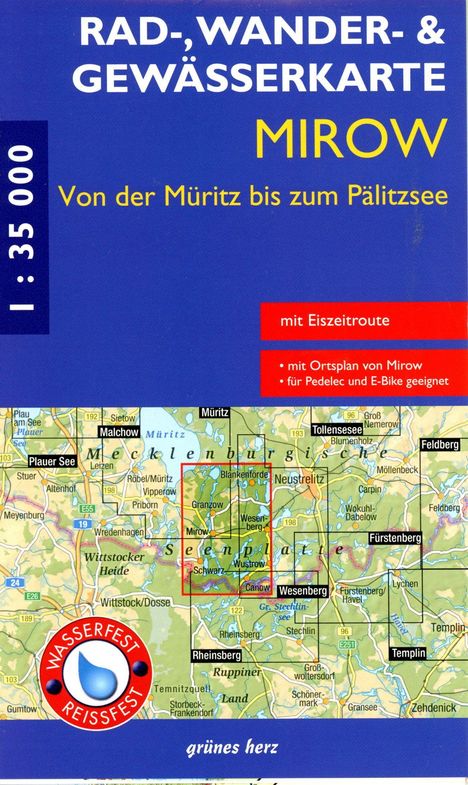 Rad-, Wander- und Gewässerkarte Mirow - von der Müritz zum Pälitzsee mit Eiszeitroute, Karten
