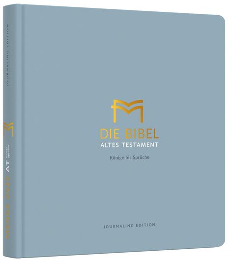 Die Bibel, Altes Testament. Könige bis Sprüche. Journaling Edition. Grau-blaues Cover mit goldenem Logo.