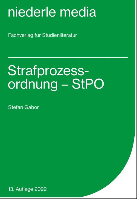 Stefan Gabor: Strafprozessordnung - StPO -, Buch