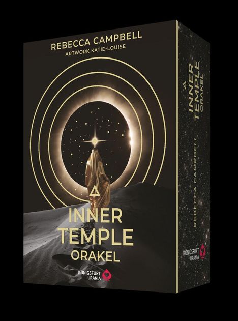 "INNER TEMPLE ORAKEL" auf der Box, mit goldener Figur vor leuchtenden Kreisen und Sternenhintergrund.