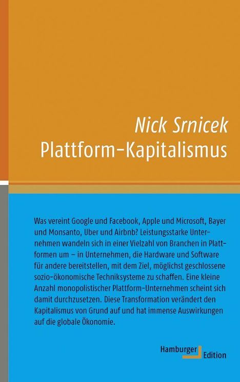 Nick Srnicek: Srnicek, N: Plattform-Kapitalismus, Buch