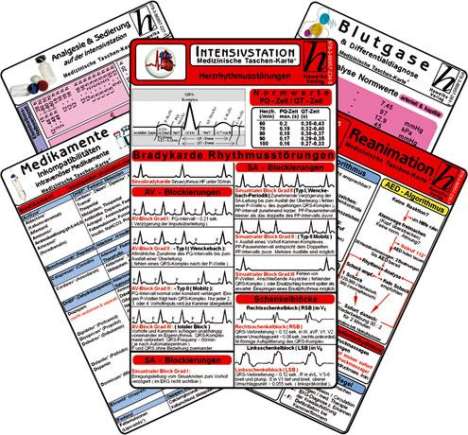 Intensiv-Station Karten-Set - Analgesie &amp; Sedierung, Blutgase &amp; Differentialdiagnose, Herzrhythmusstörungen, Inkompatibilitäten intravenöser Medikamente, Reanimation, Buch