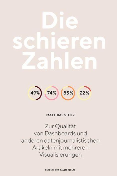 „Die schieren Zahlen“ und darunter vier Kreisdiagramme mit 49%, 74%, 85%, 22%. Thema: Datenjournalismus. Autor: Matthias Stolz.