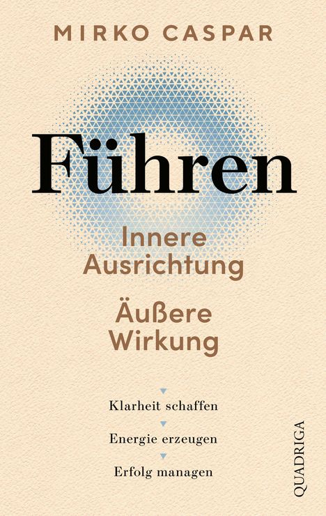 "Führen: Innere Ausrichtung, Äußere Wirkung. Klarheit schaffen, Energie erzeugen, Erfolg managen. Beige Hintergrund."