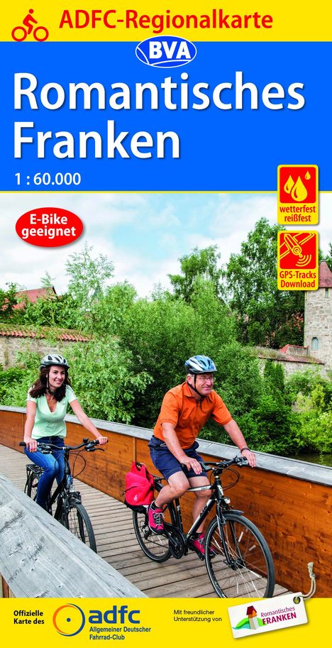 ADFC-Regionalkarte Romantisches Franken, 1:60.000, reiß- und wetterfest, GPS-Tracks Download, Karten