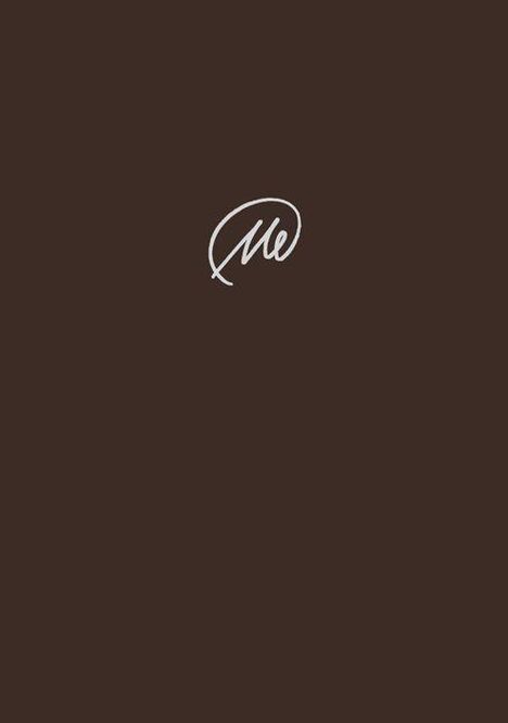Der Text "Me" in schwungvoller weißer Schrift auf braunem Hintergrund.