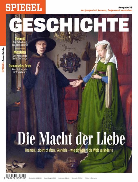 Titel: "Die Macht der Liebe", Themen: Steinzeit, Mittelalter, Osmanisches Reich. Illustration: Ein Paar in altertümlicher Kleidung.