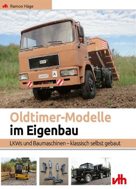 „Oldtimer-Modelle im Eigenbau. LKWs und Baumaschinen – klassisch selbst gebaut.“ Ein brauner LKW auf einem Feldweg.