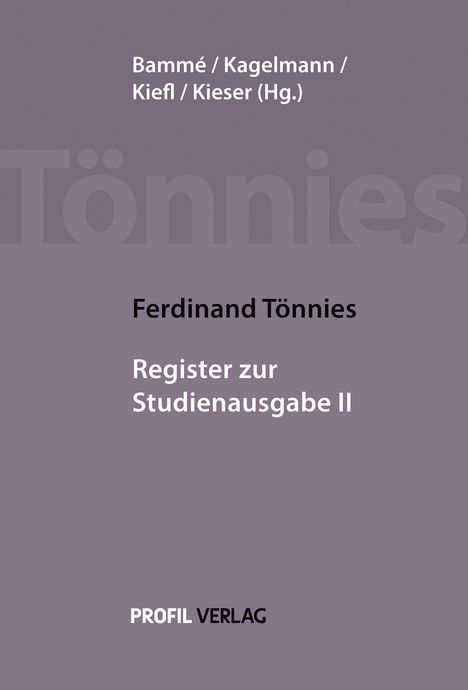 Ferdinand Tönnies: Ferdinand Tönnies: Register zur Studienausgabe II, Buch