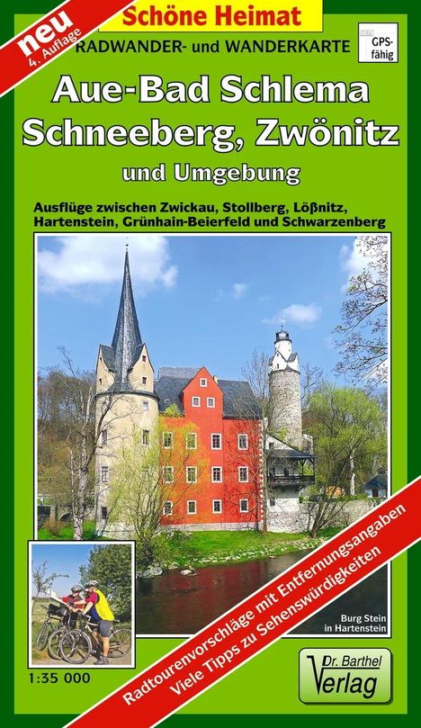 Radwander- und Wanderkarte Aue-Bad Schlema, Schneeberg, Zwönitz und Umgebung 1 : 35 000, Karten