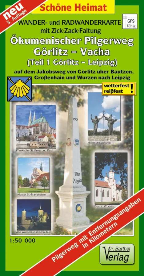 Wander- und Radwanderkarte Ökumenischer Pilgerweg Görlitz-Vacha (Teil 1 Görlitz-Leipzig) 1:50 000, Karten