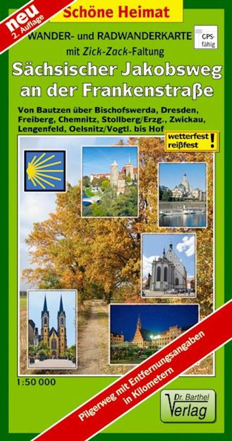 Sächsischer Jakobsweg an der Frankenstraße. Radwander- und Wanderkarte, Karten