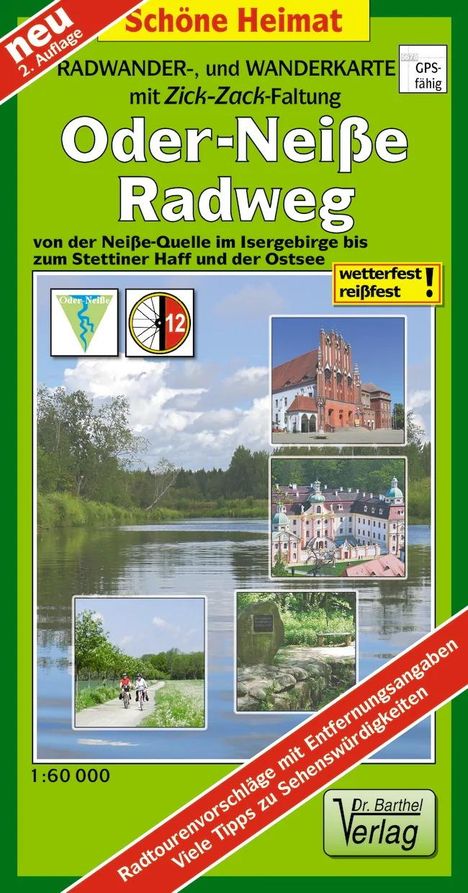 Verlag Barthel: Radwander- und Wanderkarte mit Zick-Zack-Faltung Oder-Neiße-Radweg 1:60 000, Karten