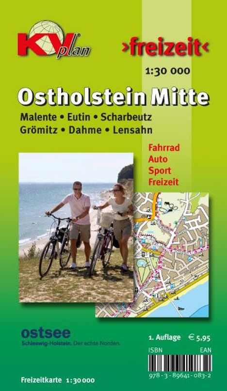 Ostholstein Mitte (Bad Malente, Eutin, Grömitz, Dahme, Lensahn, Scharbeutz), KVplan, Radkarte/Freizeitkarte, 1:30.000, Karten