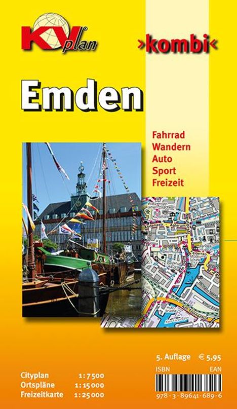Emden, KVplan, Radkarte/Freizeitkarte/Stadtplan, 1:30.000 / 1:15.000, Karten