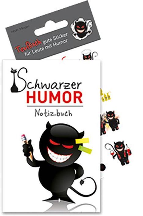 Schwarzer Humor - Notizbuch mit Stickern, Buch