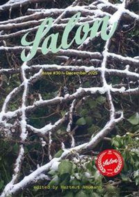 "Salon", Ausgabe 30, Dezember 2023, herausgegeben von Hartmut Nosow. Weiße Zweige auf grünem Hintergrund, rotes Logo unten.