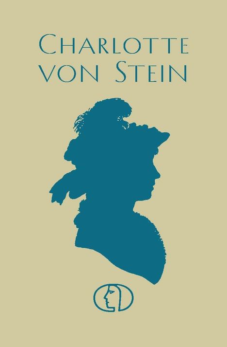 „Charlotte von Stein“ in blauer Schrift über einer blauen Silhouette einer Frau im Profil, darunter ein ovales Logo.