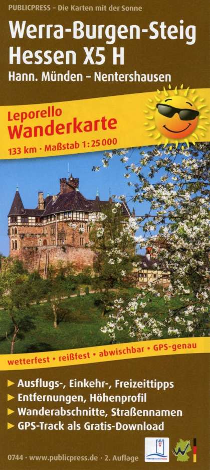 Wanderkarte Werra-Burgen-Steig Hessen X5 H, Hann. Münden - Nentershausen 1 : 25 000, Karten