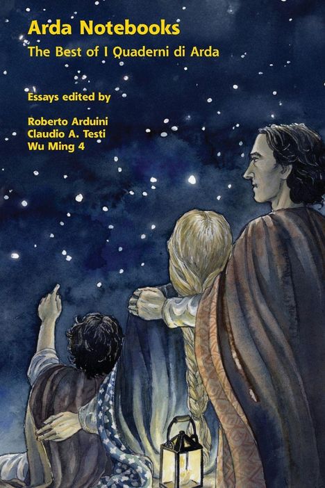 "Arda Notebooks: The Best of I Quaderni di Arda." Drei Figuren betrachten den Sternenhimmel.
