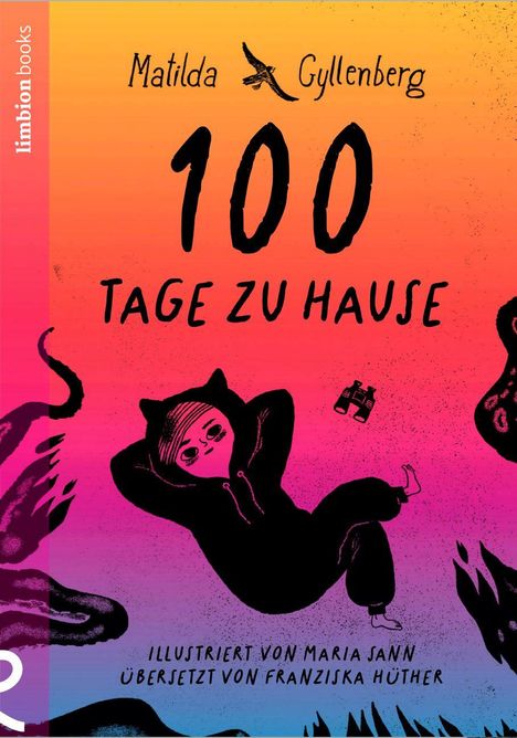 „100 Tage zu Hause“ von Matilda Gyllenberg. Illustration: Kind im Katzenkostüm vor einem bunten Hintergrund.