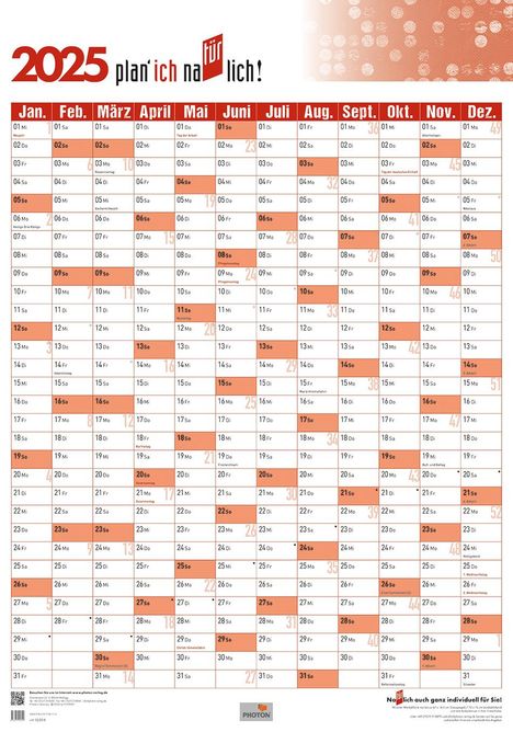 Türplaner Kalender 2026, Kalender