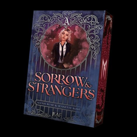 „SORROW & STRANGERS“ von Alexis Rune & Jeanette Rose, EAF. Illustration einer Person in Anzug mit künstlerischem Rahmen.