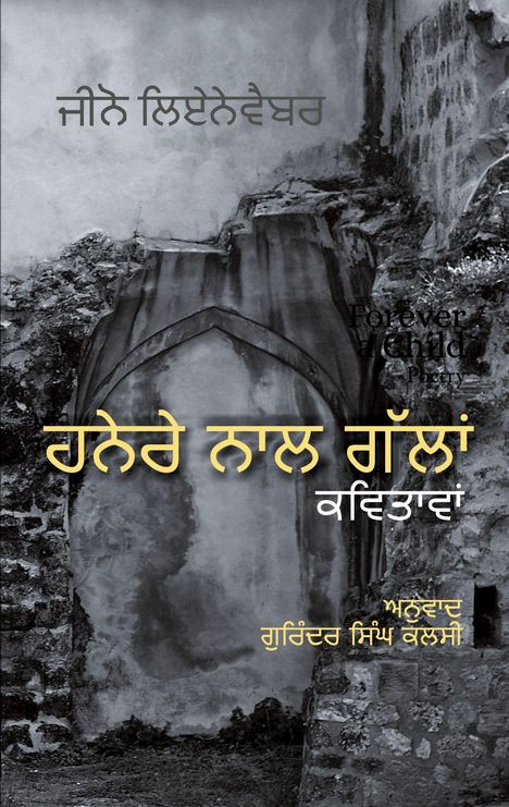 Texte in einer unbekannten Sprache, vermutlich Titel und Autor. Hintergrund mit alten Mauern und einem Torbogen.