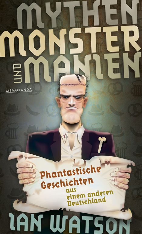 "Phantastische Geschichten aus einem anderen Deutschland", Illustration eines Monsters mit Narben und grobem Gesicht.