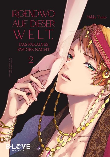 Text: "IRGENDWO AUF DIESER WELT, DAS PARADIES EWIGER NACHT 2. Nikke Taino." Junger Mann, aufwändiger Kopfschmuck.