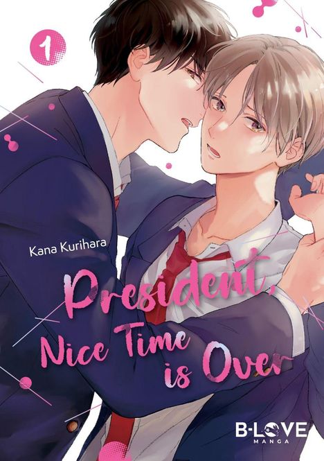 „President, Nice Time is Over“. Zwei junge Männer in Anzügen, nah beieinander, einer mit dunklem, der andere mit hellem Haar.